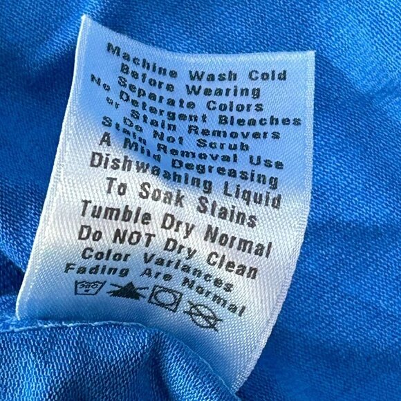 Fresh Produce Emma Dress Short Sleeve Ruched Blue Printed Size Small A-Line - Picture 5 of 9